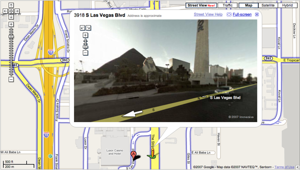 Streetside View in Google Maps