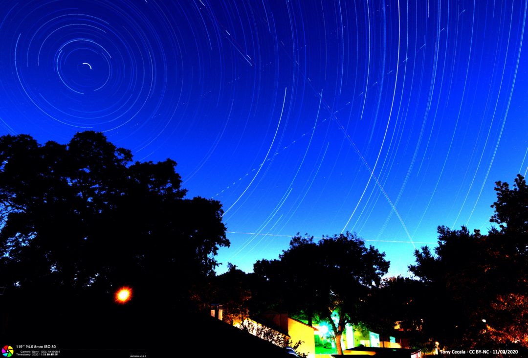 Photo of star and jet trails over North Dallas